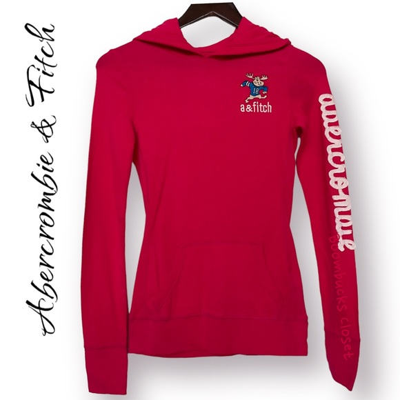 Abercrombie Long Sleeves Tee with Hoodie Embroidered. Large Pink - Picture 12 of 13